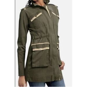 CAbi #722 Women’s sz Large Army Green Anorak Zip Front Jacket Coat Casual Fall